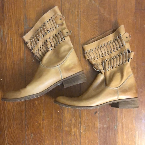 Anthropologie Shoes - 2 for $50 🌼 Anthropologie Vero Cuoio Woven Leather Italian Short Boots 36/6